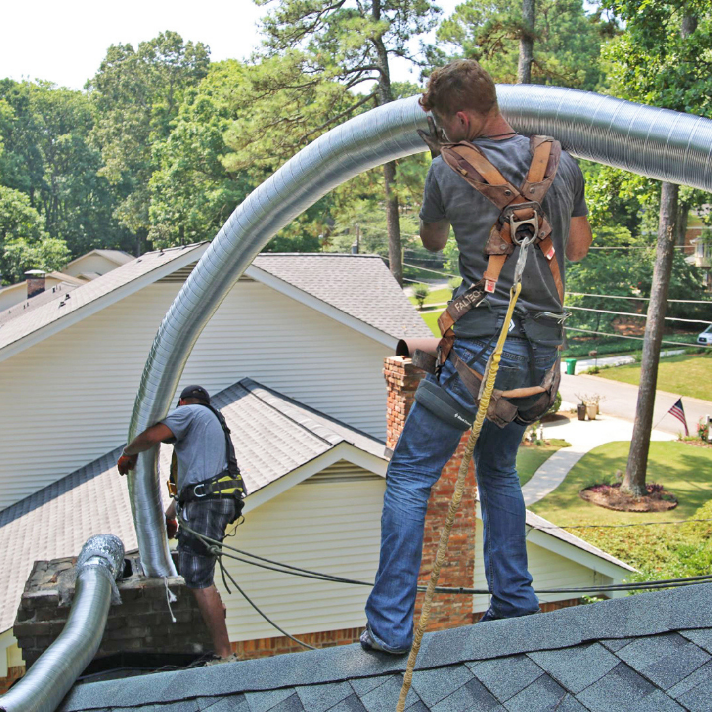 Chimney liner installation in La Jolla, CA.