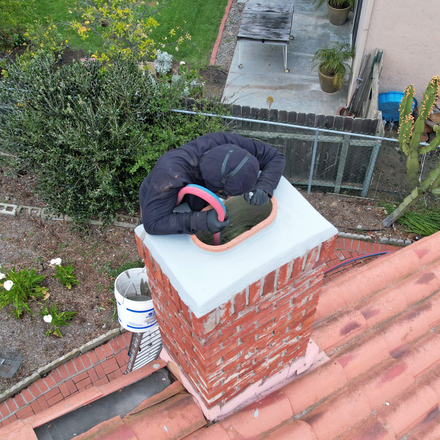 Chimney liner installation in La Jolla, CA.