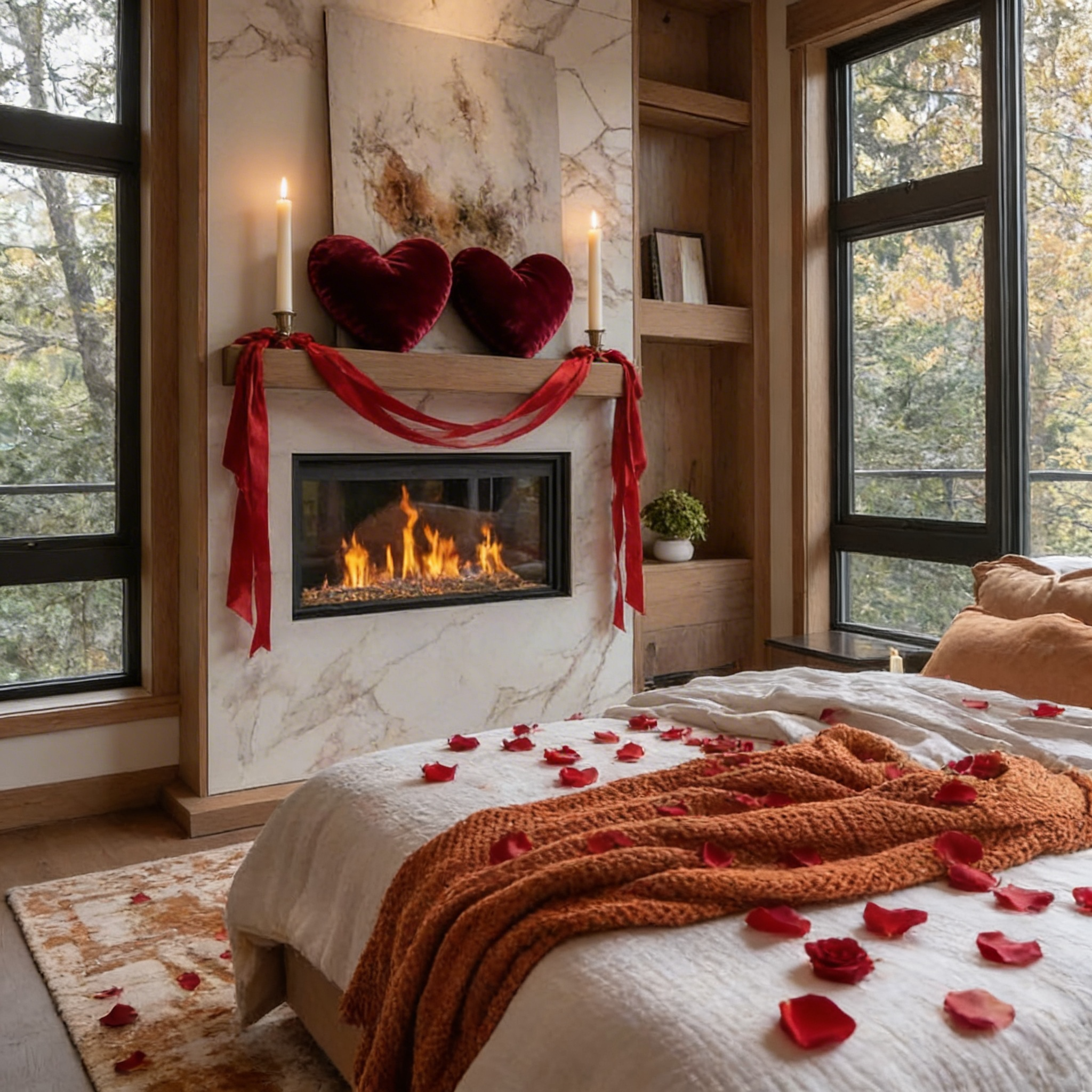 Wood fireplace in San Diego, CA.